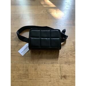 AMANDA UPRICHARD Black Vegan Leather Quilted Fanny Pack Belt Bag New With Tags